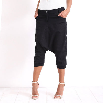 Extravagant Harem Black Pants/ Drop Crotch Pants/ Linen Casual Pants/ Woman Loose Trousers/ Summer Pants/ Linen Trousers/ Friends Fashion