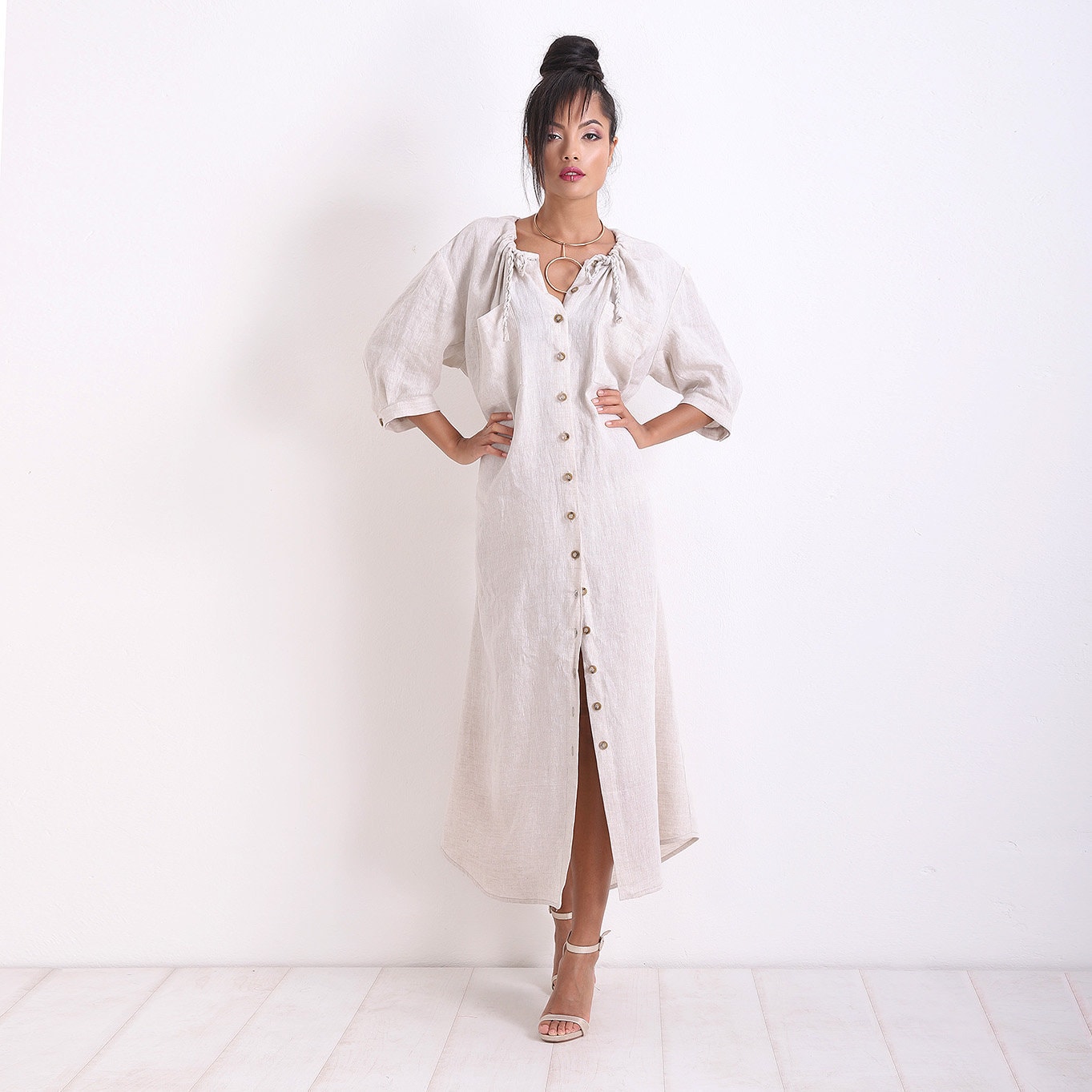 Linen Casual Dress, Long Summer Dress, Linen  Clothing
