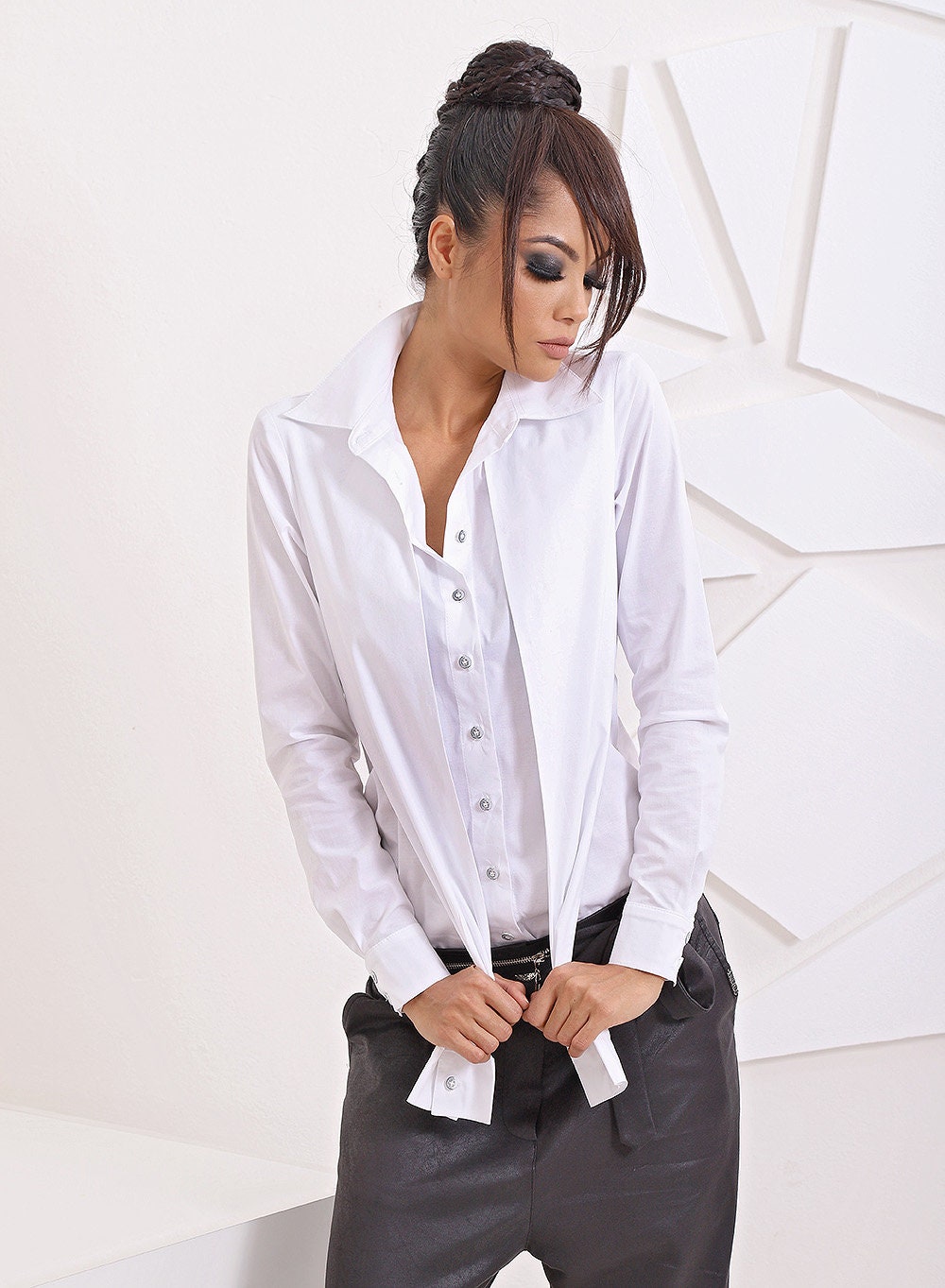 White Button Down Shirt, Collar Shirt, Plus Size Clothing – Friends.Fashion