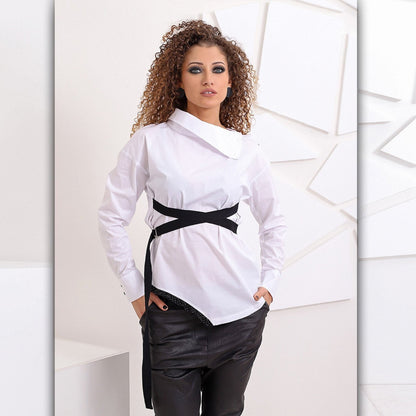 White Womens Blouse, Asymmetric Top, Womens Clothing, Elegant white, Elegant shirt, White shirt, Bussiness outfit, Bussiness shirt,