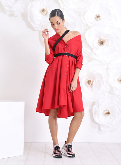 Red Casual Dress/ Maxi Black Dress/ Plus Size Clothing