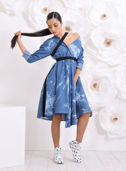 Denim Dress, Denim Party Outfit, Off the Shoulder Dress, Streetwear Jeans Dress, Cotton Everyday Denim dress 2023 Trends by Friends Fashion