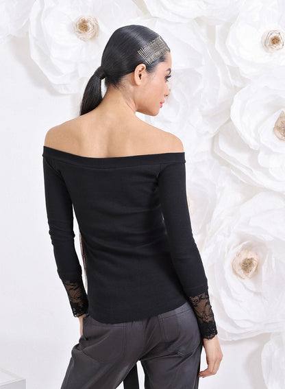 Black Turtleneck, Off the shoulder Top, Sexy Top, Sexy Bussiness top, Elegant shirt, Elegant top, Small black top, Black blouse, Black lace