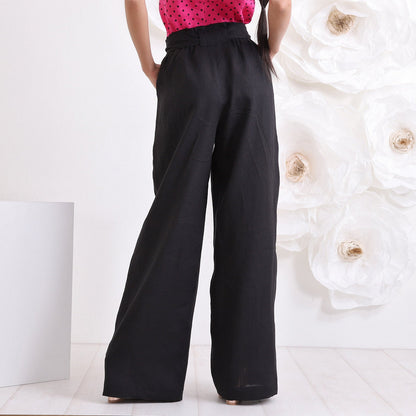 Black Linen Pants, Palazzo Pants, Pants & Top Set for Women, Linen Clothing