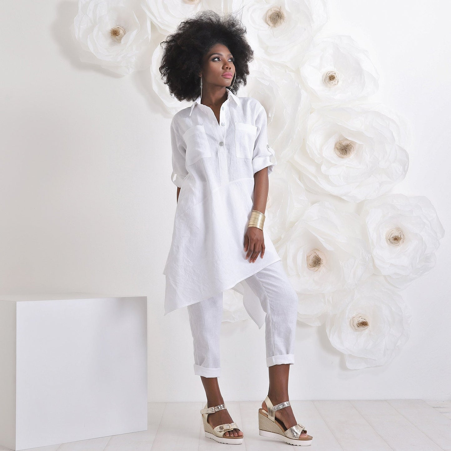 White Linen Tunic, Linen Women Summer Clothing