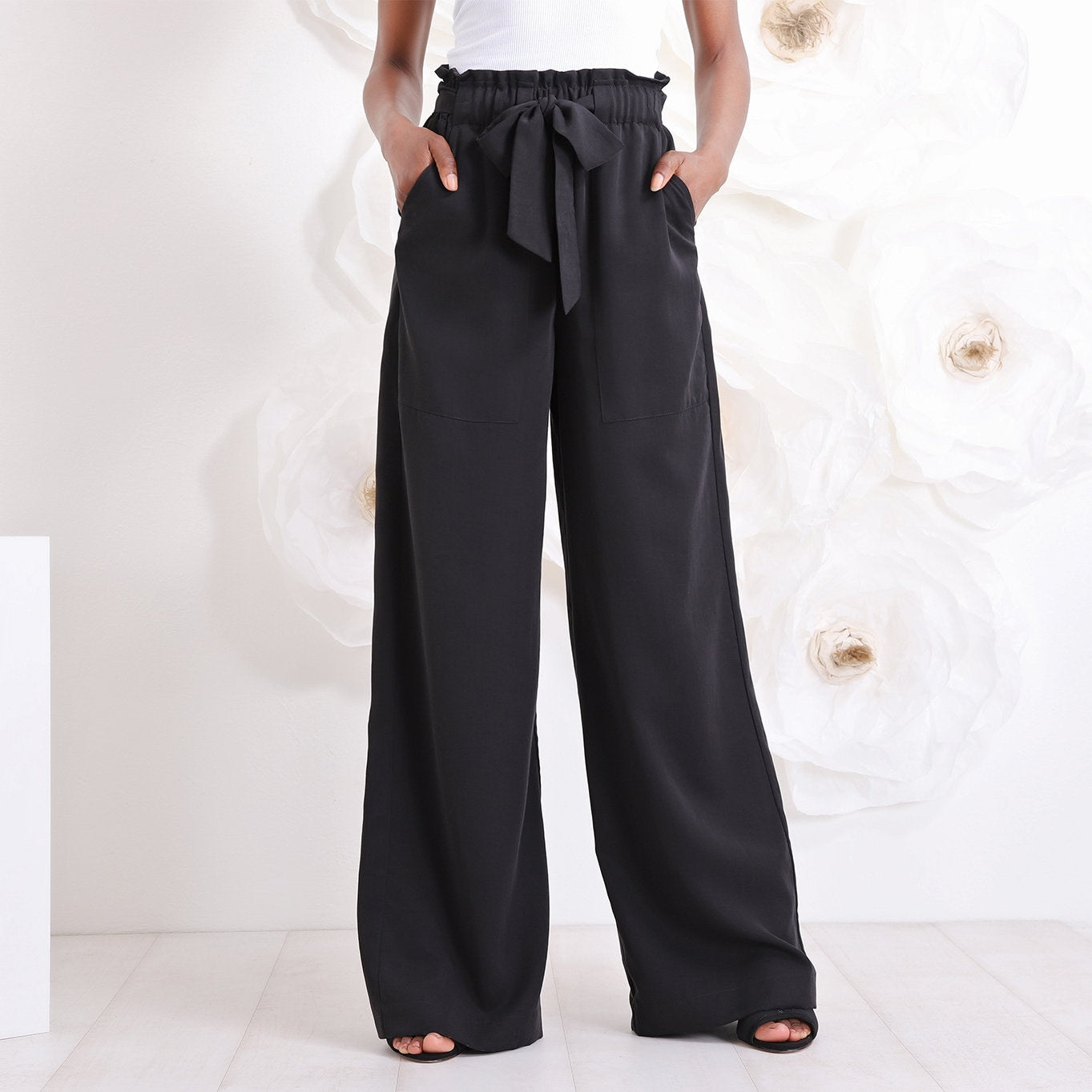 Black Palazzo Pants, Wide Leg Pants, High Waisted Pants, Womens Plus Size Clothing