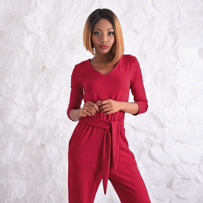 Woman Sexy Overalls, One Piece Elegant Formal Set, Red Elegant Romper, Evening Jumpsuit, Friends Fashion