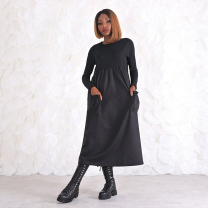 Black Plus Size Dress, Kaftan Dress With Pockets, Womens Clothing