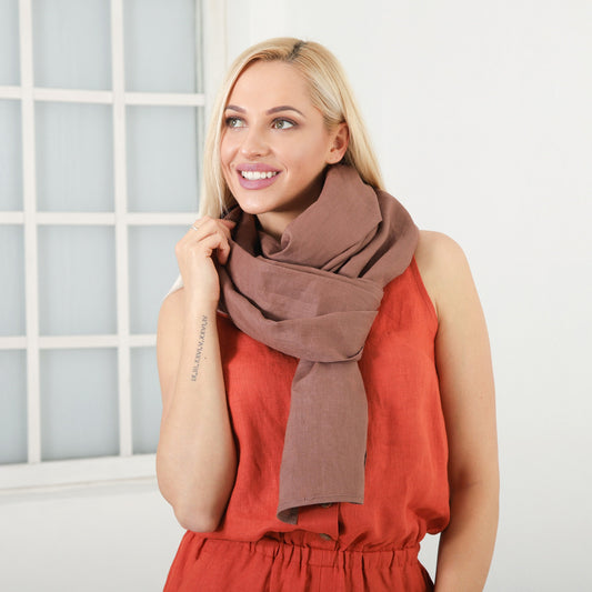 Women Linen Scarf, Natural Linen Wrap, Summer Cloack Shawl