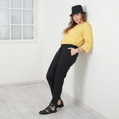 Yellow Linen Shirt, Basic Linen Top, Washed Linen Blouse, Spring Woman Loose Casual Top